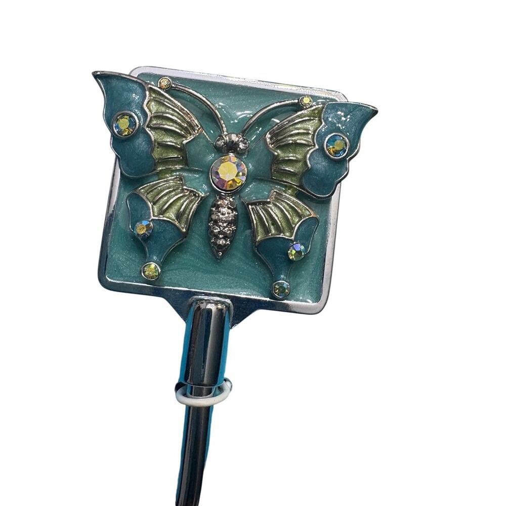 BUTTERFLY CRYSTAL BLUE GREEN HANDBAG HOLDER HOOK NEW